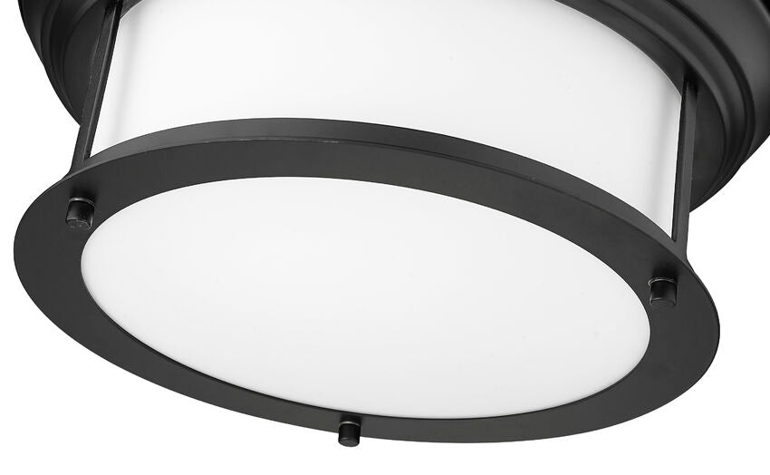 Z-Lite Sonna 14" 2-Light Matte Black Flush Mount Lighting With Matte Opal Glass Shade