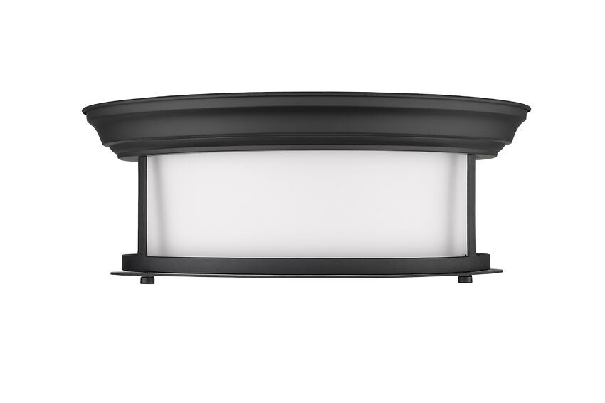 Z-Lite Sonna 14" 2-Light Matte Black Flush Mount Lighting With Matte Opal Glass Shade