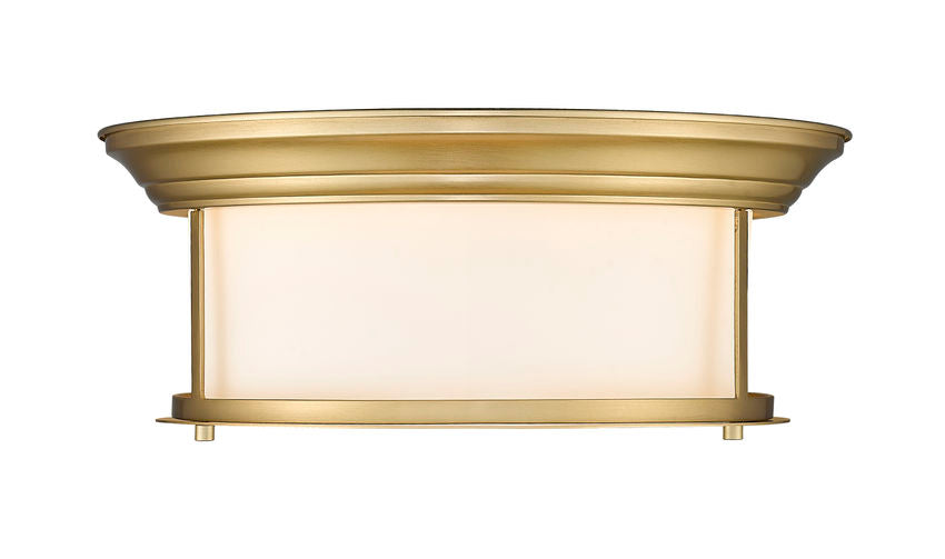 Z-Lite Sonna 16" 2-Light Heritage Brass Flush Mount Lighting With Matte Opal Glass Shade