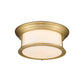 Z-Lite Sonna 16" 2-Light Heritage Brass Flush Mount Lighting With Matte Opal Glass Shade