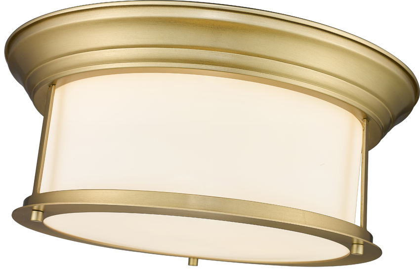 Z-Lite Sonna 16" 2-Light Heritage Brass Flush Mount Lighting With Matte Opal Glass Shade