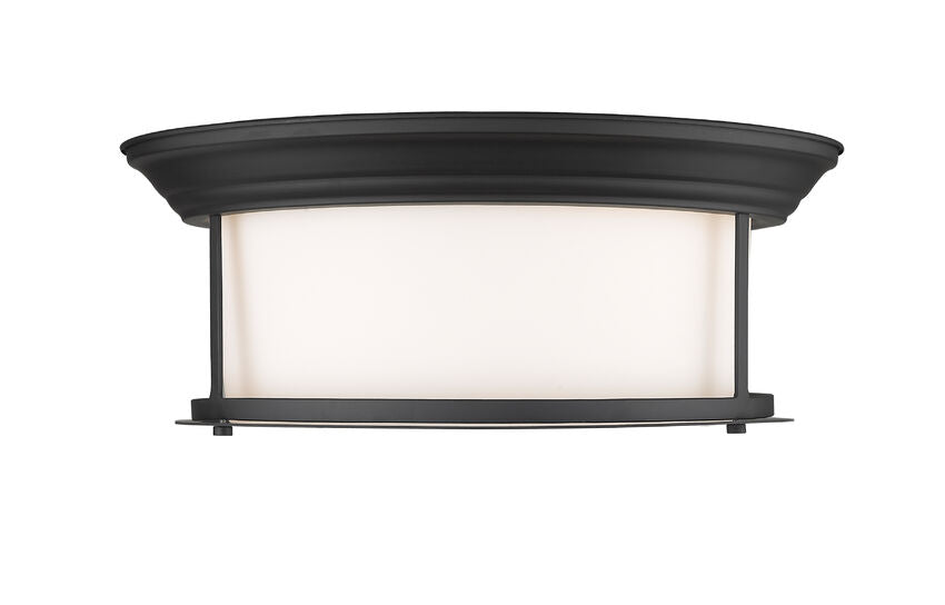 Z-Lite Sonna 16" 2-Light Matte Black Flush Mount Lighting With Matte Opal Glass Shade