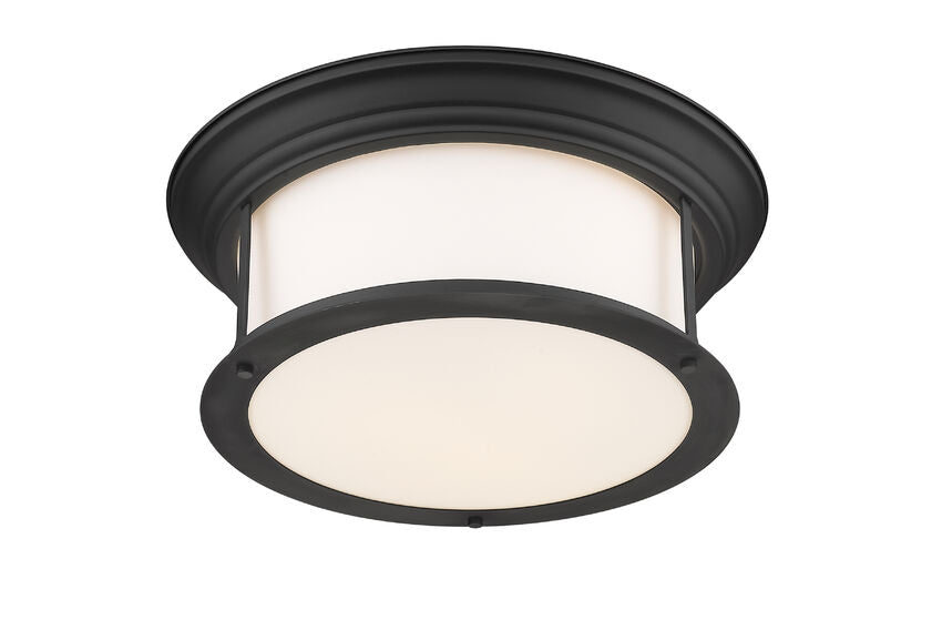 Z-Lite Sonna 16" 2-Light Matte Black Flush Mount Lighting With Matte Opal Glass Shade