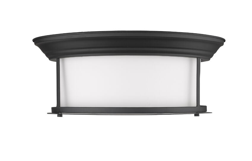 Z-Lite Sonna 16" 2-Light Matte Black Flush Mount Lighting With Matte Opal Glass Shade