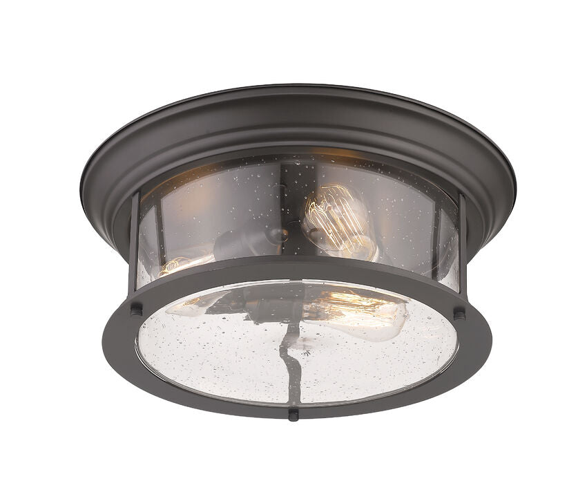 Z-Lite Sonna 16" 3-Light Bronze Flush Mount Lighting With Clear Seedy Glass Shade