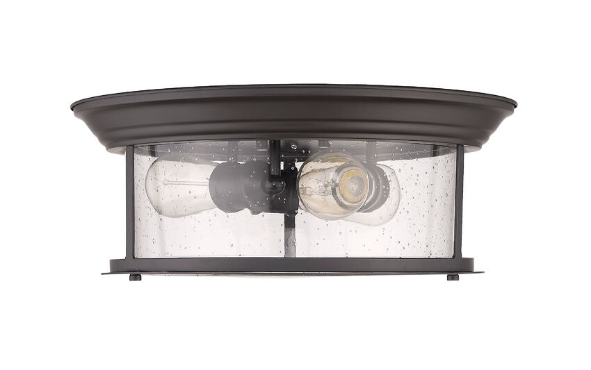 Z-Lite Sonna 16" 3-Light Bronze Flush Mount Lighting With Clear Seedy Glass Shade