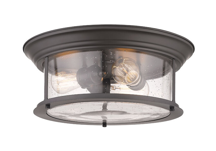 Z-Lite Sonna 16" 3-Light Bronze Flush Mount Lighting With Clear Seedy Glass Shade