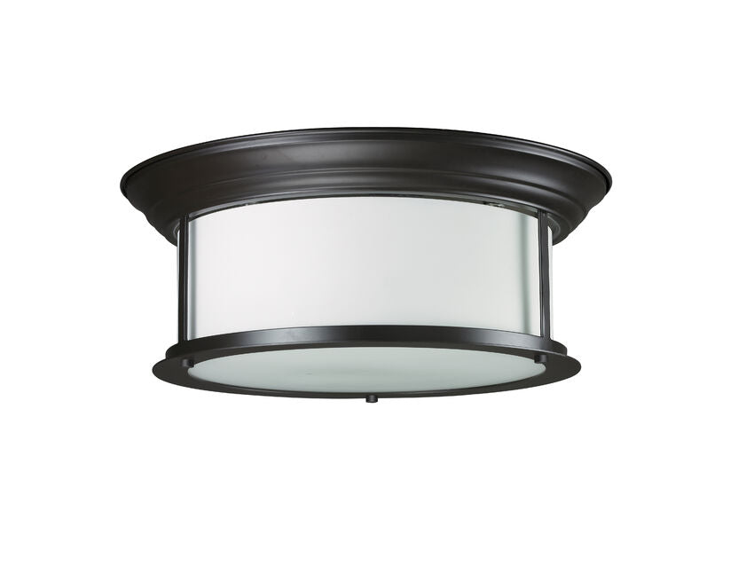 Z-Lite Sonna 16" 3-Light Bronze Flush Mount Lighting With Matte Opal Glass Shade