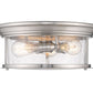 Z-Lite Sonna 16" 3-Light Brushed Nickel Flush Mount Lighting With Clear Seedy Glass Shade