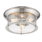 Z-Lite Sonna 16" 3-Light Brushed Nickel Flush Mount Lighting With Clear Seedy Glass Shade