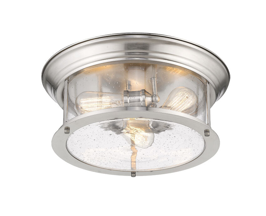 Z-Lite Sonna 16" 3-Light Brushed Nickel Flush Mount Lighting With Clear Seedy Glass Shade