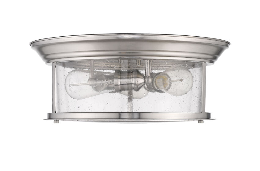 Z-Lite Sonna 16" 3-Light Brushed Nickel Flush Mount Lighting With Clear Seedy Glass Shade