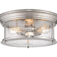 Z-Lite Sonna 16" 3-Light Brushed Nickel Flush Mount Lighting With Clear Seedy Glass Shade