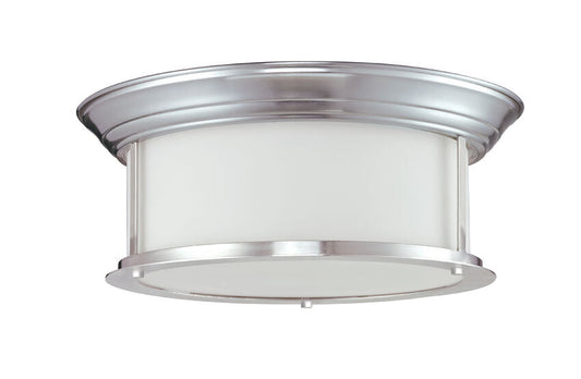 Z-Lite Sonna 16" 3-Light Brushed Nickel Flush Mount Lighting With Matte Opal Glass Shade