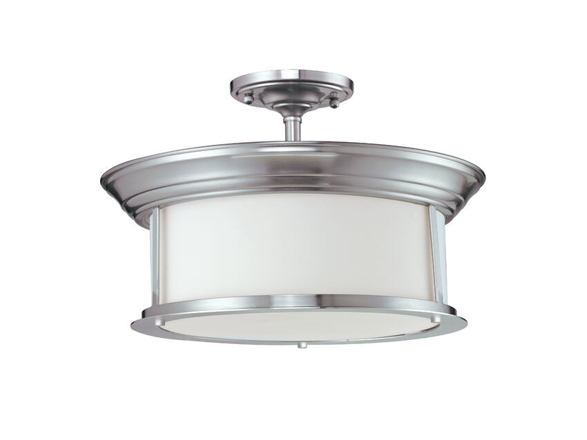 Z-Lite Sonna 16" 3-Light Brushed Nickel Semi Flush Mount With Matte Opal Glass Shade