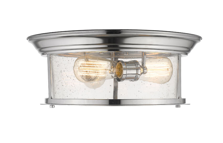 Z-Lite Sonna 16" 3-Light Chrome Flush Mount Lighting With Clear Seedy Glass Shade