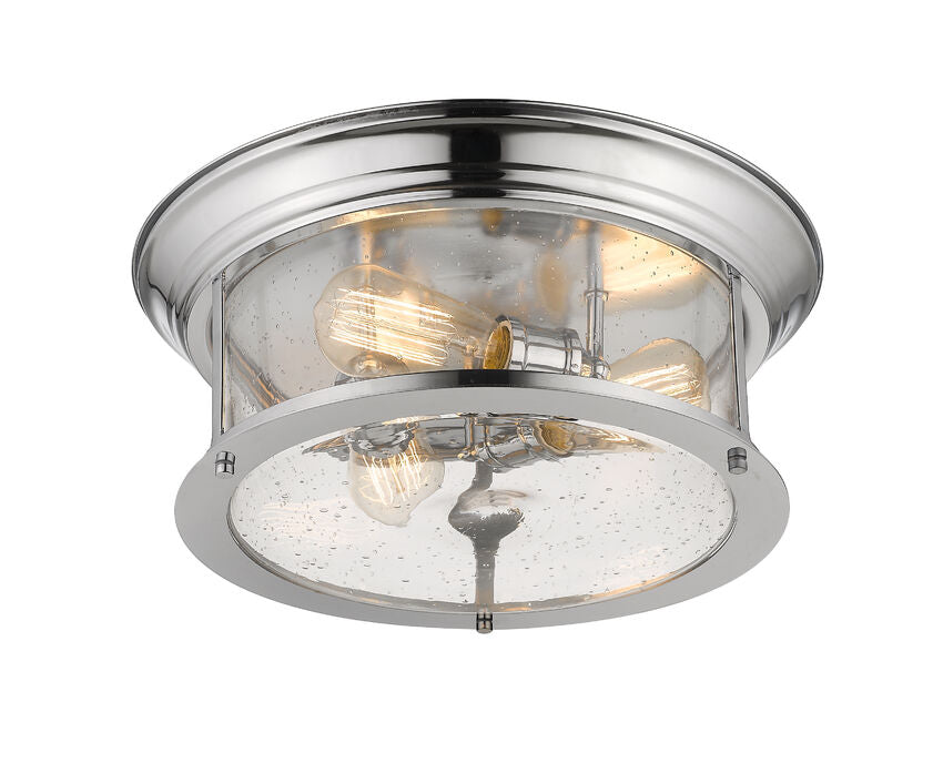 Z-Lite Sonna 16" 3-Light Chrome Flush Mount Lighting With Clear Seedy Glass Shade