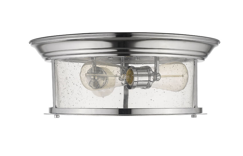 Z-Lite Sonna 16" 3-Light Chrome Flush Mount Lighting With Clear Seedy Glass Shade