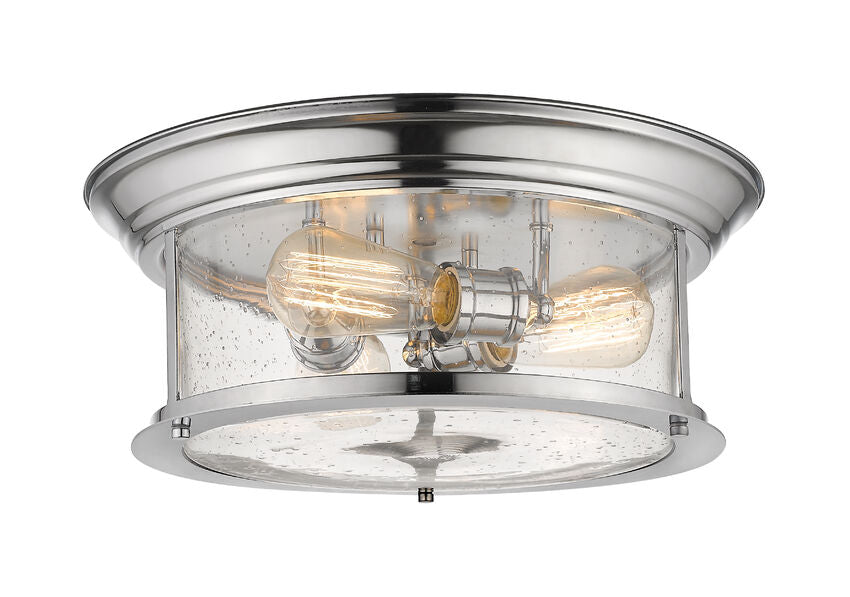 Z-Lite Sonna 16" 3-Light Chrome Flush Mount Lighting With Clear Seedy Glass Shade