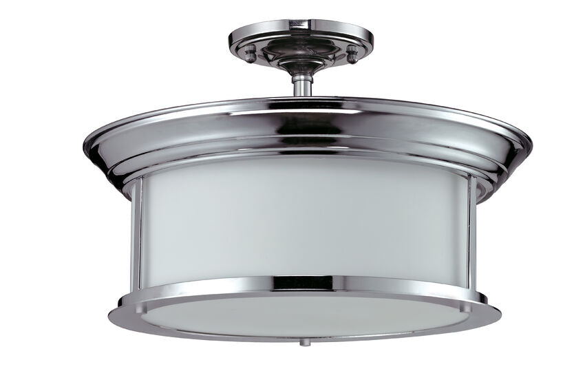 Z-Lite Sonna 16" 3-Light Chrome Semi Flush Mount With Matte Opal Glass Shade