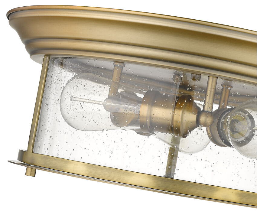 Z-Lite Sonna 16" 3-Light Heritage Brass Flush Mount Lighting With Clear Seedy Glass Shade