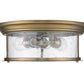 Z-Lite Sonna 16" 3-Light Heritage Brass Flush Mount Lighting With Clear Seedy Glass Shade