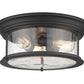 Z-Lite Sonna 16" 3-Light Matte Black Flush Mount Lighting With Clear Seedy Glass Shade