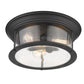 Z-Lite Sonna 16" 3-Light Matte Black Flush Mount Lighting With Clear Seedy Glass Shade