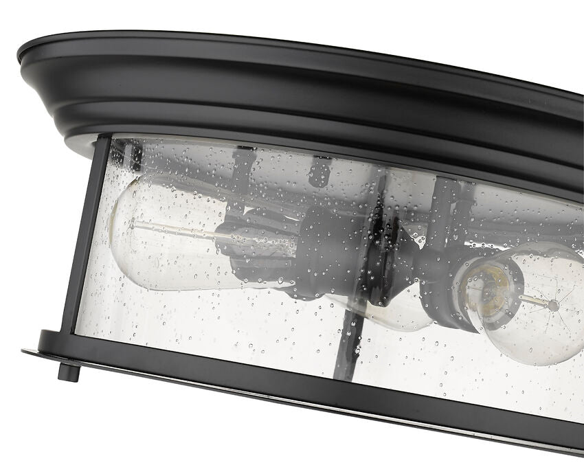 Z-Lite Sonna 16" 3-Light Matte Black Flush Mount Lighting With Clear Seedy Glass Shade