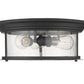 Z-Lite Sonna 16" 3-Light Matte Black Flush Mount Lighting With Clear Seedy Glass Shade