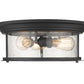 Z-Lite Sonna 16" 3-Light Matte Black Flush Mount Lighting With Clear Seedy Glass Shade