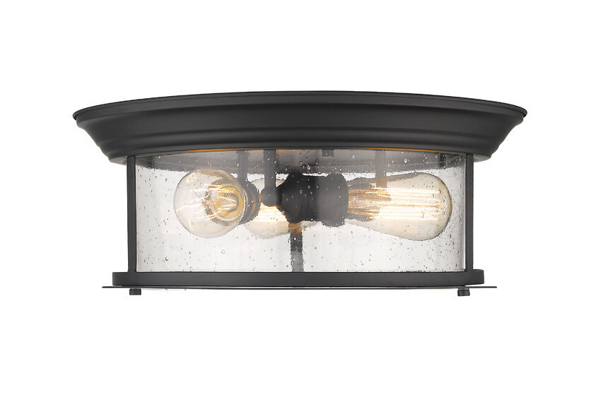 Z-Lite Sonna 16" 3-Light Matte Black Flush Mount Lighting With Clear Seedy Glass Shade