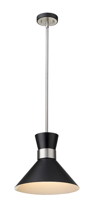 Z-Lite Soriano 13" 1-Light Matte Black and Brushed Nickel Pendant Light
