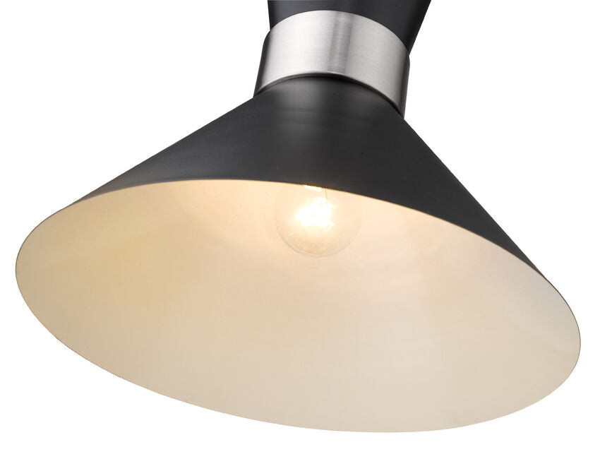 Z-Lite Soriano 13" 1-Light Matte Black and Brushed Nickel Pendant Light