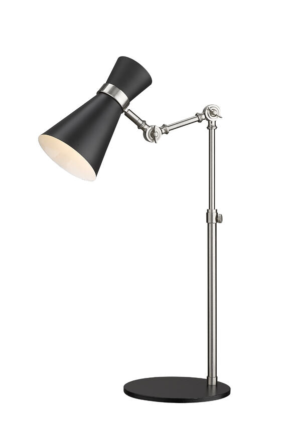 Z-Lite Soriano 14" 1-Light Matte Black and Brushed Nickel Table Lamp