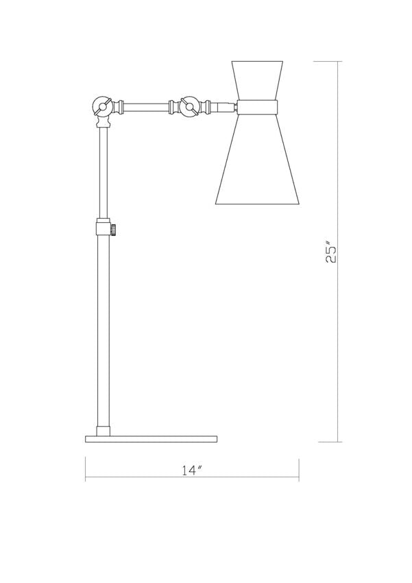 Z-Lite Soriano 14" 1-Light Matte Black and Brushed Nickel Table Lamp