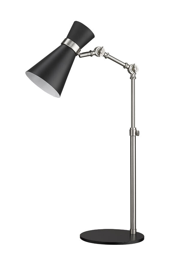 Z-Lite Soriano 14" 1-Light Matte Black and Brushed Nickel Table Lamp