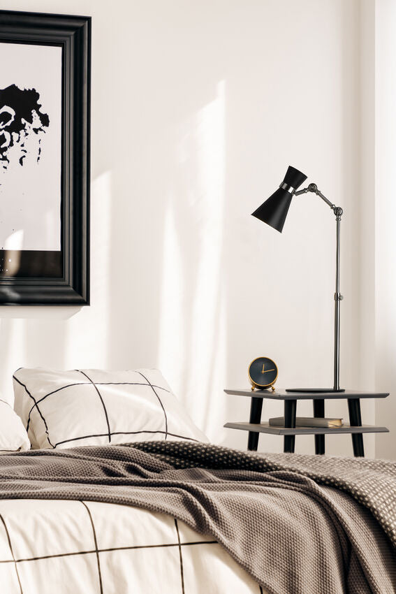 Z-Lite Soriano 14" 1-Light Matte Black and Brushed Nickel Table Lamp