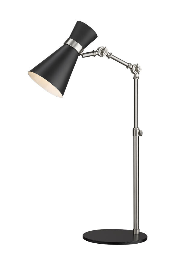 Z-Lite Soriano 14" 1-Light Matte Black and Brushed Nickel Table Lamp