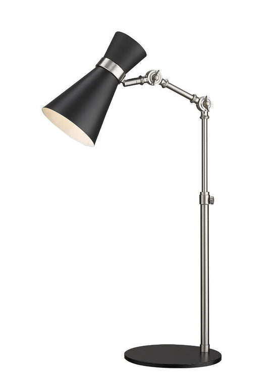 Z-Lite Soriano 14" 1-Light Matte Black and Brushed Nickel Table Lamp