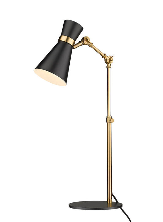 Z-Lite Soriano 14" 1-Light Matte Black and Heritage Brass Table Lamp