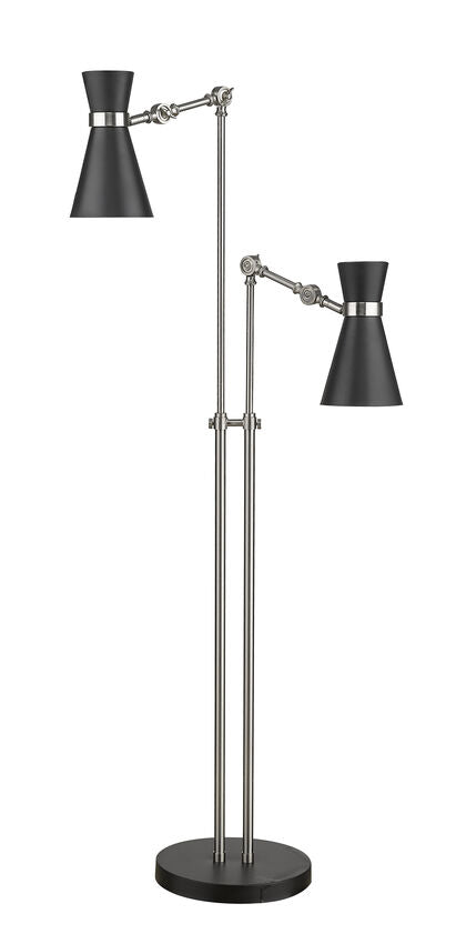 Z-Lite Soriano 57" Matte Black and Brushed Nickel Floor Lamp With Matte Black Metal Shade