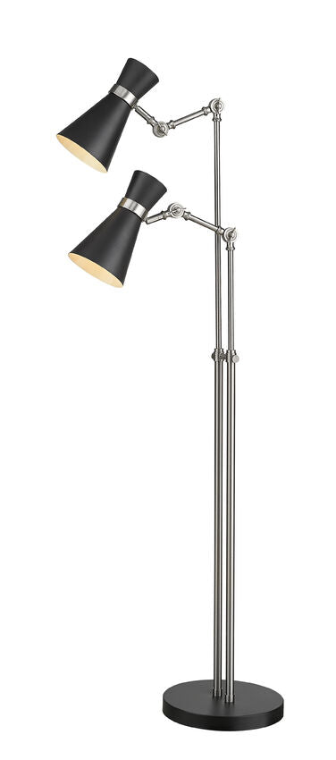 Z-Lite Soriano 57" Matte Black and Brushed Nickel Floor Lamp With Matte Black Metal Shade