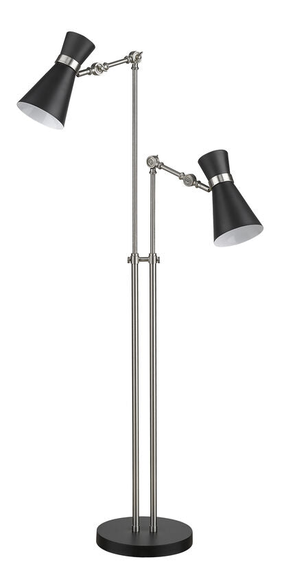 Z-Lite Soriano 57" Matte Black and Brushed Nickel Floor Lamp With Matte Black Metal Shade