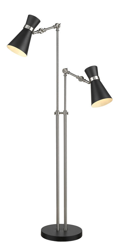 Z-Lite Soriano 57" Matte Black and Brushed Nickel Floor Lamp With Matte Black Metal Shade