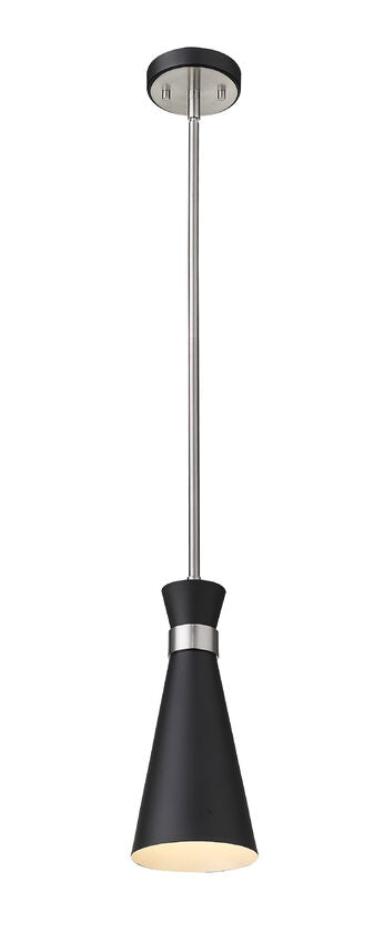 Z-Lite Soriano 6" 1-Light Matte Black and Brushed Nickel Mini Pendant Light With Metal Shade