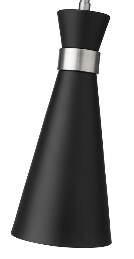 Z-Lite Soriano 6" 1-Light Matte Black and Brushed Nickel Mini Pendant Light With Metal Shade