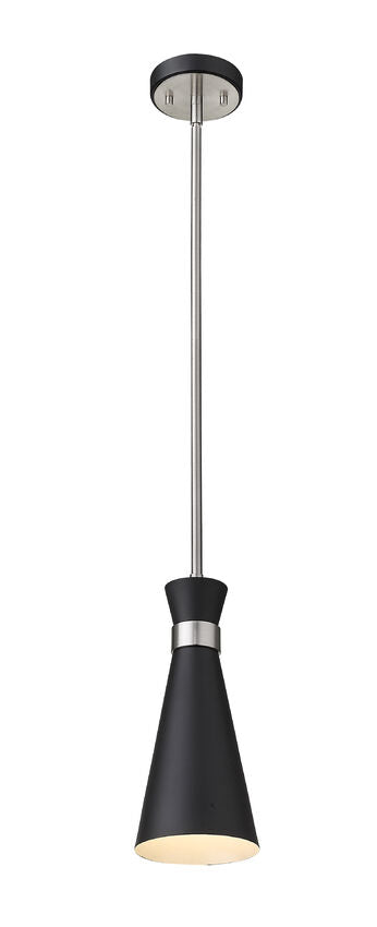 Z-Lite Soriano 6" 1-Light Matte Black and Brushed Nickel Mini Pendant Light With Metal Shade