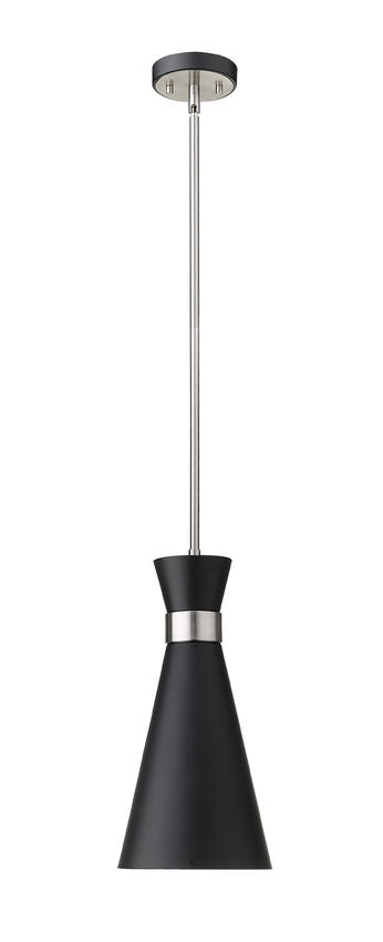 Z-Lite Soriano 8" 1-Light Matte Black and Brushed Nickel Pendant Light