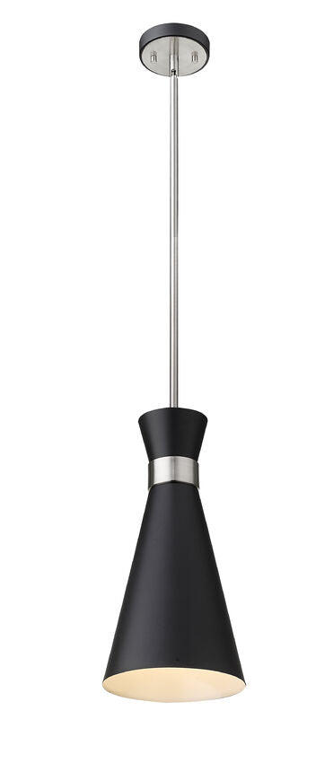 Z-Lite Soriano 8" 1-Light Matte Black and Brushed Nickel Pendant Light